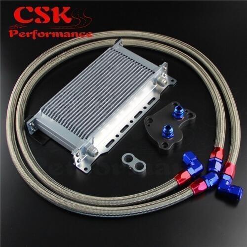 19 Row Oil Cooler w/ Bracket + Filter Adapter Hose Kit Fits For BMW Mini Cooper S R53