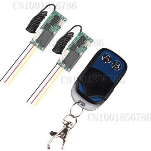 DC3-5V Mini Small Volume Radio Remote Control Switch System 2 Transmitter Receiver 315/433.92MHZ Latched Toggle Momentary Learn