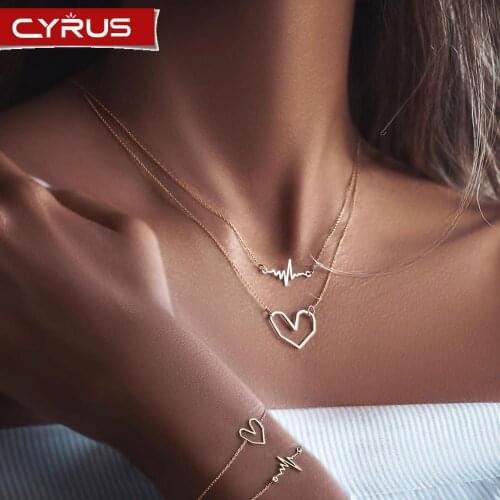 Multi Layers Heart Chain Necklace Love Sweater Thick Pendant Gold Color Clavicle Chain Choker for Women Jewelry Punk necklaces