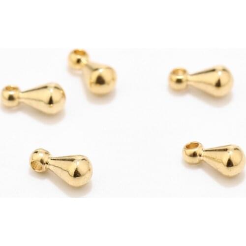 Fashion gold tone 316L stainless steel extender chain tear drop end beads 3*6mm