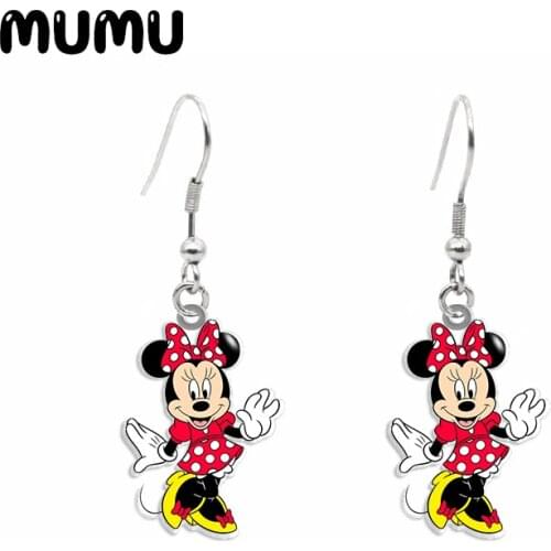 2020 New Minnie Mouse Dangle Earring Mickey Duck Acrylic Earrings Handmade Jewelry Epoxy Resin Fish Hook Earring