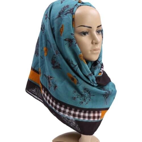 Wholesale price 90*180cm women muslim thin hijab scarf femme soft cotton flower printed headscarf hijab shawls and wraps