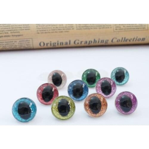 60pcs 13&14&15&18mm plastic clear safety toy cat eyes + glitter Nonwovens + hard washer for plush animal toy materials