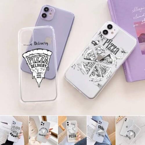Pizza word art Phone Case Transparent for iPhone 11 12 6 7 8 Pro X XS Max XR Plus Silicone Soft TPU Clear mobile bag coque funda