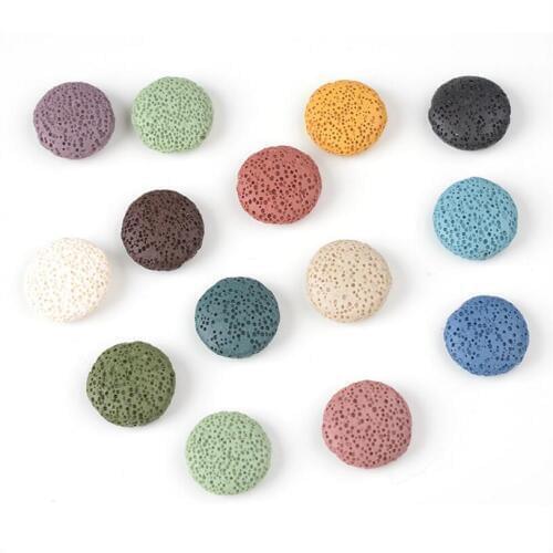 20mm 27mm 32mm Colorful Flat Round Lava Beads Coin Shape Volcanic Rock Loose Spacer Beads Jewelry Earrings Necklace Making DIY