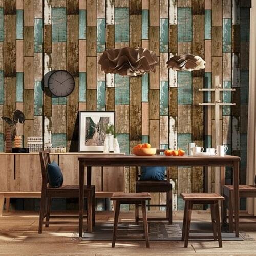 Retro PVC Wood Plank Self-adhesive Wall Stickers Wallpaper Waterproof Removable 3D Faux Wood