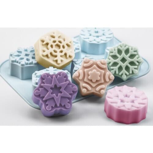 Christmas Snowflake Soap Mold Silicone Mold Aroma Gypsum Plaster Resin Mould Snow Handmade 3D Crafts Candle Molds1