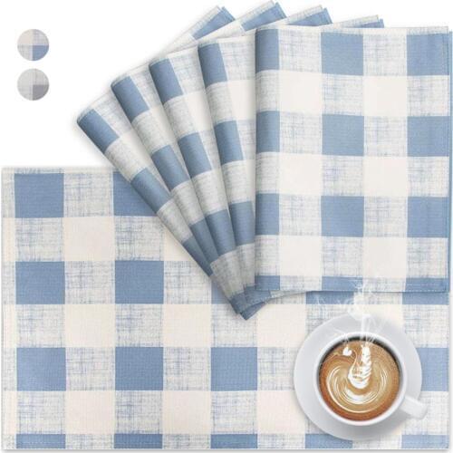 VCVCOO 6pcs Fabric Kitchen Dinning Placemats for Table Mat Manteles Individuales Doilies Cup Mats Coaster Water Proof Cloth Mat