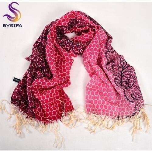 [BYSIFA] Winter Grey Pink Plaid Scarves Wraps Women New Arrival Brand 100% Wool Long Scarf Shawl Autumn Tassel Cashmere Scarves