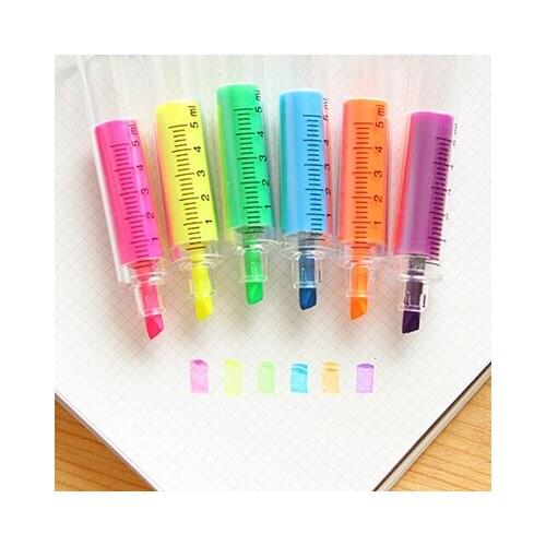 1 Pc Cute kawaii School Supplies Fluorescent Syringe WatercolorHighlighters pens Marker Pen