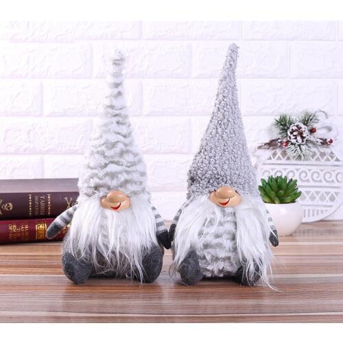 13*36cm Fluffy Cartoon Christmas Santa Doll Smile Swedish Gnome Toy Home New Year Party Table Decor Christmas Pendants Ornaments