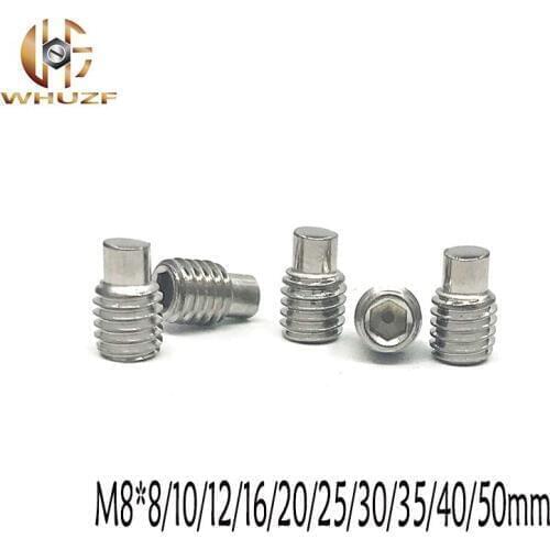 20pcs M8*8/10/12/16/20/25/30/35/40/50mm 304 stainless steel Hexagonal Socket Headless DIN915 Male Bolt Grub End Inner screws