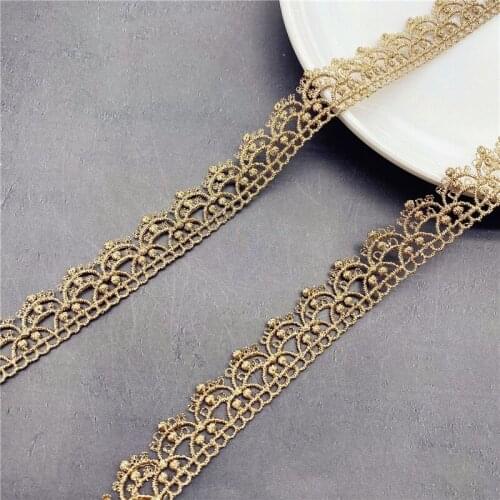 20Yards Small Lace Embroidery Mesh Barcode Gold Lace Fabric Trims Wedding Accessories Jewelry Gold Thread