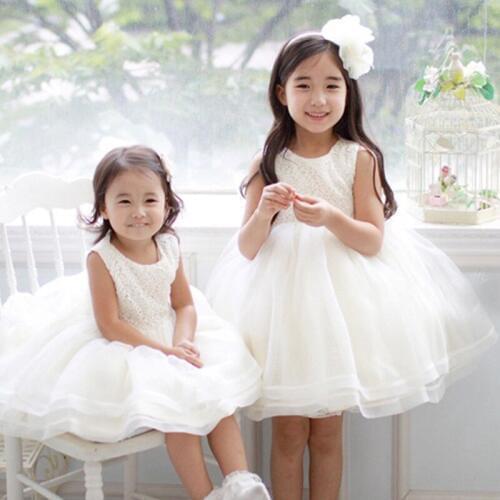 2017 Summer Children Girls Dresses Sleeveless Baby Girls Ball Gown Dress Kids Party Wedding Dress for Flower Girl Dresses 0-8Y