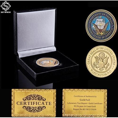 2019 American Department of The Navy Washington D.C Great Seal of USA Challenge Coin Military Meal W/ Luxury Box