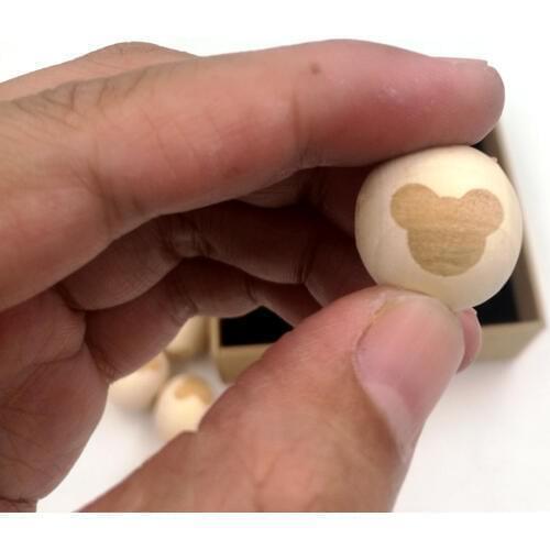 30pcs 20mm natural round ball wooden beads bear mouse shaped burnt engrave diy finding wooden craft handmade unfinished EA99