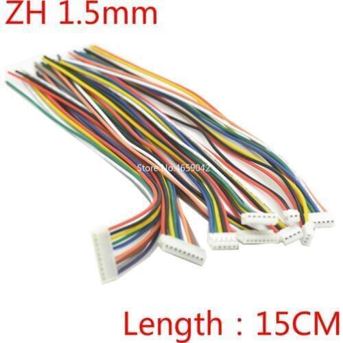 5Pcs ZH 1.5 15cm Wire Cable Connector DIY ZH1.5 JST 2/3/4/5/6/7/8/9/10 Pin Electronic Line Single Connect Terminal Plug 28AWG