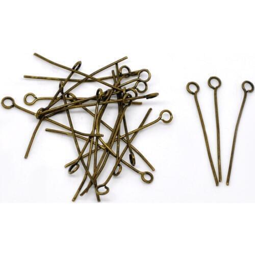 Lovely 500PCs Ancient Bronze Eye Pins 32x0.7mm(21 gauge) (B01744)