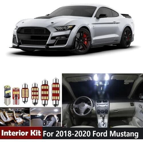 8pcs Canbus Car LED Interior Lights Package Kit for 2018 2019 2020 Ford Mustang Map Vanity Mirror Glove Box Light Bulbs White