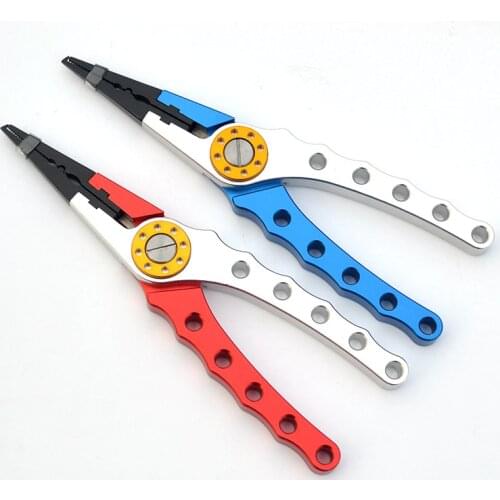 Aluminum Fishing Pliers 1 Piece Double Color Rustproof Long Fishing Pliers Split Ring Cutters Hook Remover with Lanyards