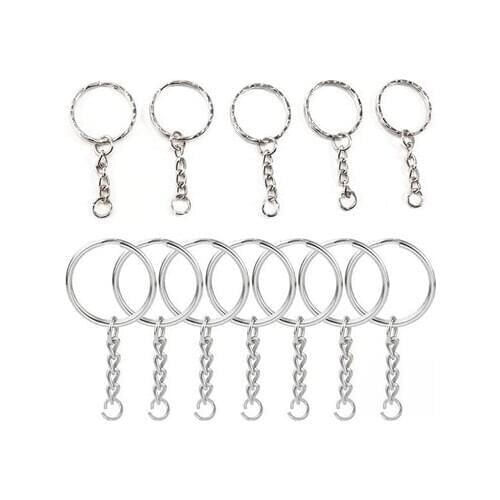 50Pcs 3CM Silver Plated Metal Blank Keyring Keychain for Split Holder Ring Keyfob Diy Resin Epoxy Mold Key Chains Accessories