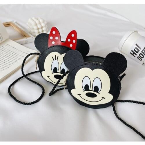 Kindergarten Kids Mini Messenger Bag Mickey Minnie Mouse Shape Childrens Coin Purse Cute Wallet for 2-8 Years Old