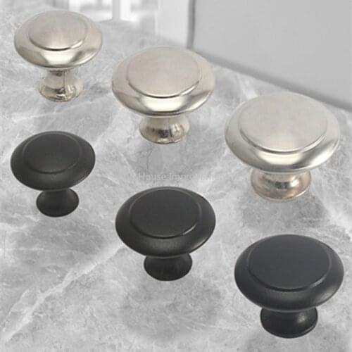 Diameter 23mm 27mm Zinc Satin Nickel Cabinet Pull Cupboard Drawer Handle Knobs Wardrobe Handle With Screw Furniture Hardware