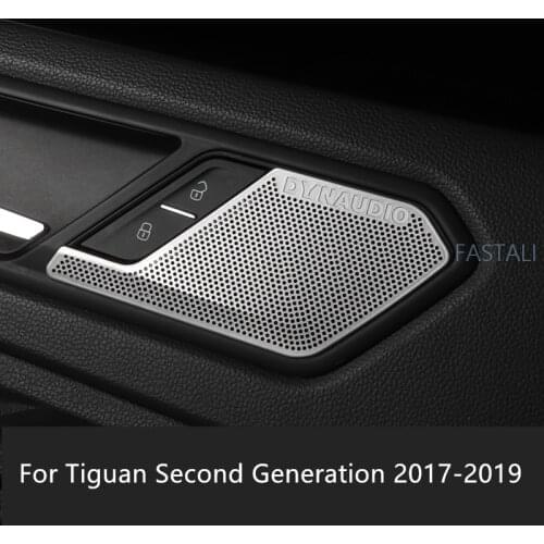 For Tiguan Second Generation 2017-2019 stainless steel Interior Front Door Speaker Horn Frame Trim Stickers Car accessories
