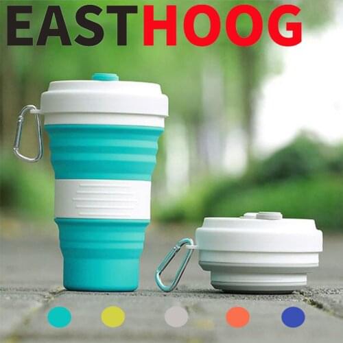 EASTHOOG 550ml Folding Silicone Cup Mugs Portable Silicone Telescopic Drinking Collapsible Silica Coffee Cup With Lids Travel