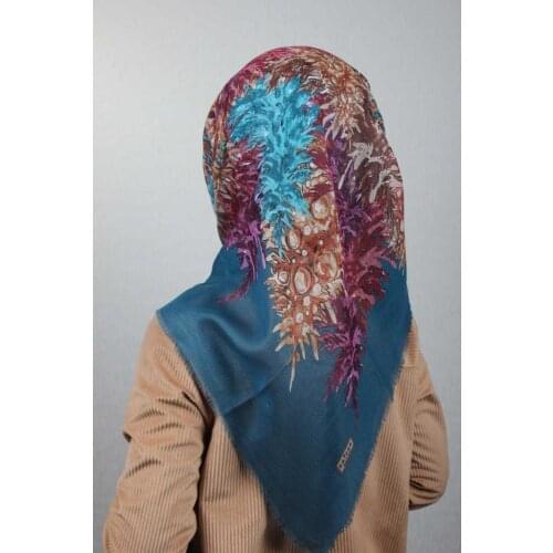 ERİPEK SHİNE PATTERNED SILVERY LINEN SCARF-DESEN-02-RENK-05