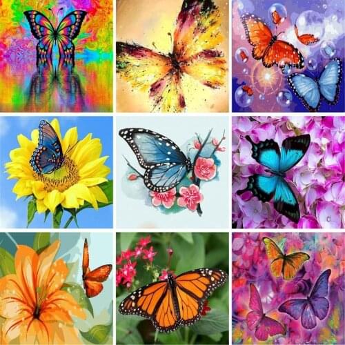 GATYZTORY 60×75cm Frame Butterfly Painting By Numbers Canvas Colouring Landscape Handpainted Artwork Diy Gift Home Wall Decor