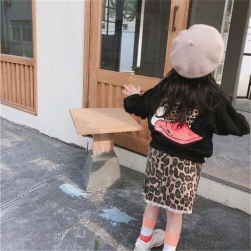 1--6Y Baby Girls Clothes Set 2020 Autumn Kids Long-sleeve Sweatshirt Tops+Leopard print Skirts Outfit for Children Tracksuit