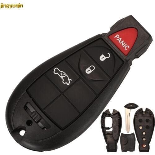 Jingyuqin 10X Remote Car Key Shell For Jeep Grand Cherokee Chrysler 300 Town Country Dodge Challenger Journey 4B w/ Battery Cap