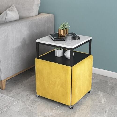 Creative Removable Coffee Table with 4 Cube Chairs Stools Storage Square Sofa Side Table Set Small Apartment Living Room Home