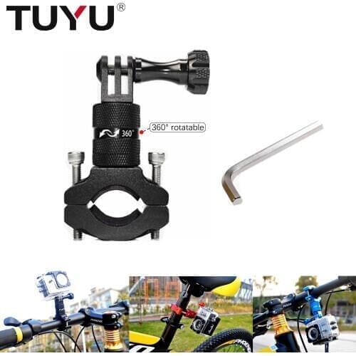 TUYU Bicycle Rack Mounting Handle Adapter Bracket 360 Degree Rotation Aluminum Swivel for GoPro 8/7/5/6 EKEN H9 SJCAM DJI Camera