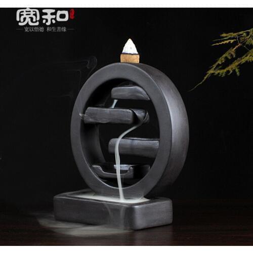 Incense burner back Yixing creative back smoke aroma incense burner cooker stoneware round sky smoke creative
