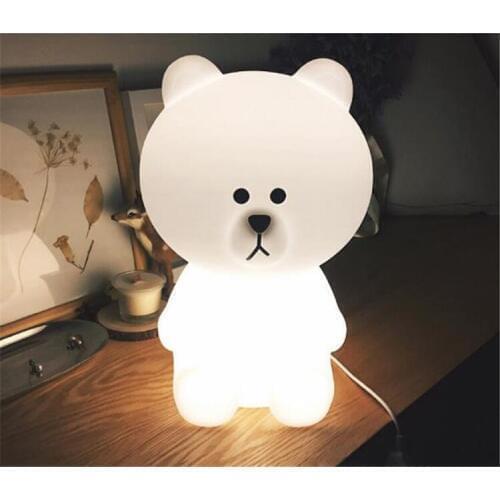 Ins Hot LED Lovely White Teddy Bear Children Bed Light Baby Sleeping Light Baby Accompany Night Light Free Shipping