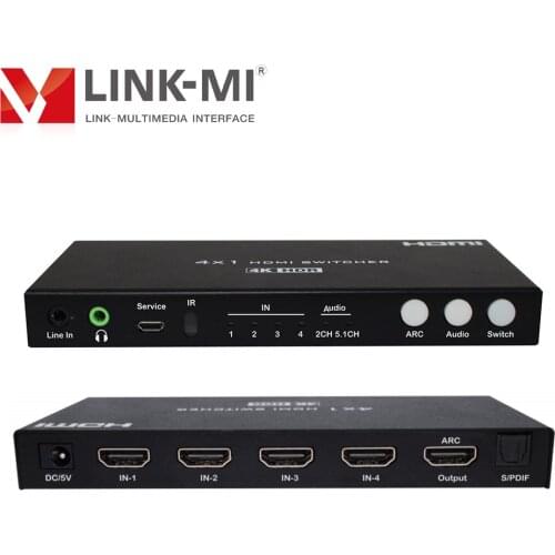 LINK-MI 4x1 HDMI Switch with downscaler, 4K@60Hz YUV 4:4:4 , ARC, CEC, HDR