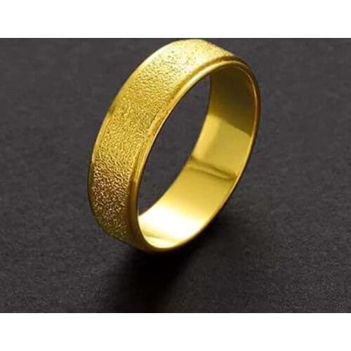 Frosted 18K Gold Couple Rings Simple 4MM Women Men Lovers Wedding Jewelry Engagement Gifts