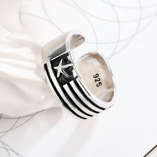 Miuoxion Wholesale Retro Star Banner Ring Fashion Personality Jewelry For Women Feature Namour Charm Gift All Seasons