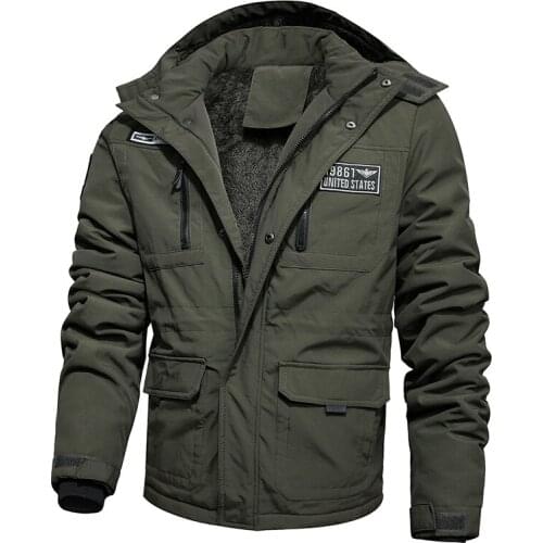 QSuper Autumn And Winter Men Jacket Military Army Thick Fleece Jackets Windproof Coats Mid-Length Lapel Collar Men Clothing