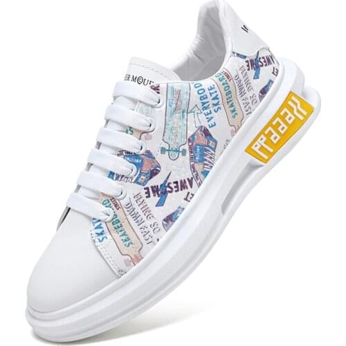 Men Graffiti Printing Casual Shoes autumn Lace-Up Breathable Oxfords Men Printing Shoes Men Sneakers Flats Shoes Chaussure Homme