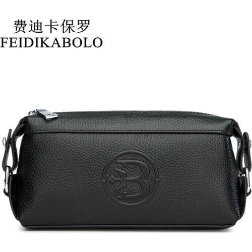 FEIDIKABOLO Genuine Leather Men Wallets Mens Purse Clutch Bags Handy Bag Portable Long Male Purses Carteira Masculina Man Walle