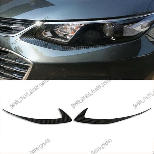 Fit For Chevrolet Malibu 2016 2017 2018 2019 Real Carbon Fiber Headlight Eyebrows cover Trim 2pcs