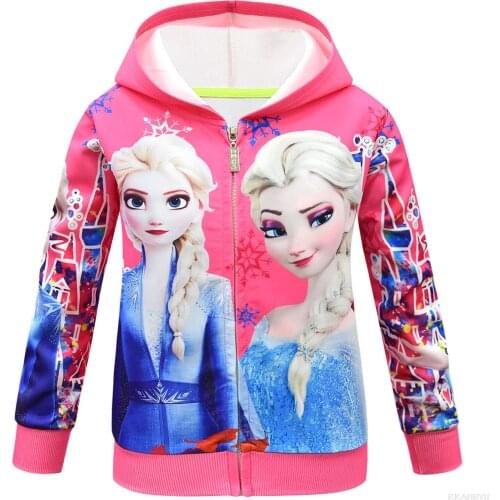 New Disney Frozen Elsa Princess Girl Coat Cotton Toddler Kids Tops Autumn Spring Children Cartoon Outerwear Clothes