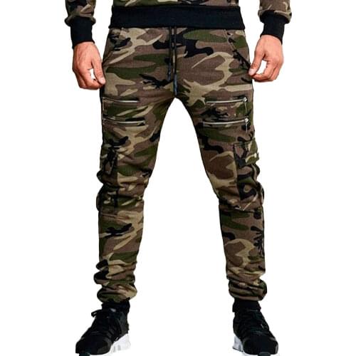 New Fashion Men Autumn Winter Casual Trousers Camouflage Print High Waist Sports Pants Green/Light Gray/Dark Gray