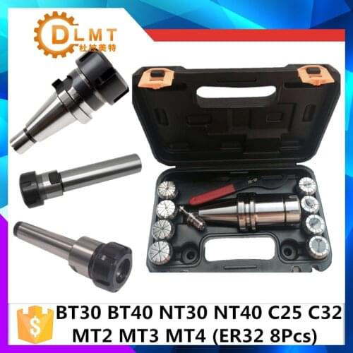 BT30 BT40 NT30 NT40 MT4 MT3 MT2 C25 C32 ER32 8PC Milling Lathe Collet Chuck Set 3 to 3-20mm