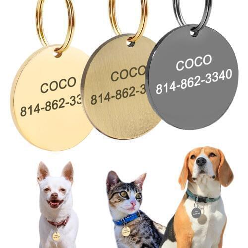 Custom Gold Dog ID Tag Engraved Small Medium Large Pet Nameplate Stainless Steel Personalized Fashion Dog Tag Anti-lost