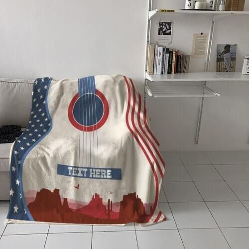 Guitar Star Desert Cactus Throw Blanket Home Sofa Decor Blanket Portable Soft Bedspread Microfiber Flannel Blankets for Beds