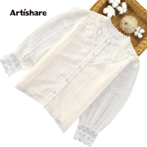 Shirt For Girl Solid Color Kids Whhite Blouse For Girls Casual Childrens Blouse For Girls Spring Autumn Girls Clothes